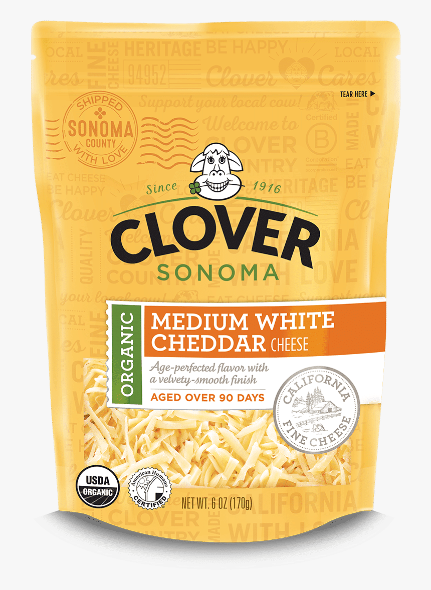 Organic Medium White Cheddar Cheese 6oz Shredded, HD Png Download