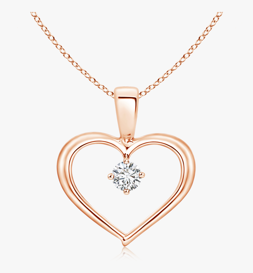 Solitaire Round Lab Grown Diamond Open Heart Pendant, HD Png Download