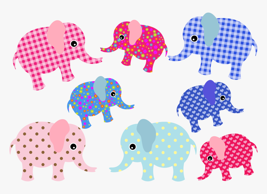 Colorful Retro Elephants Clip Arts, HD Png Download