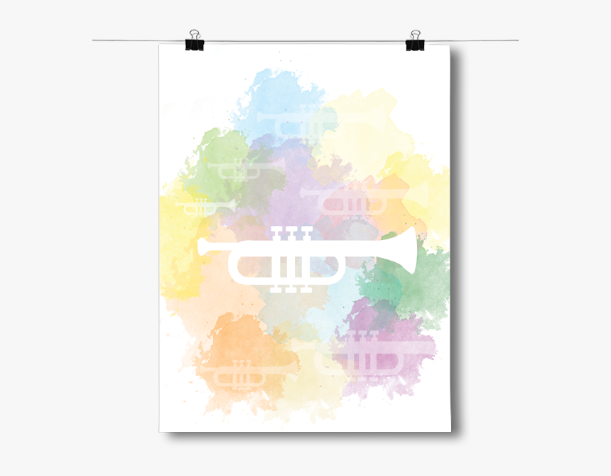 Trumpet Silhouette - Trumpet Silhouette - Watercolor, HD Png Download