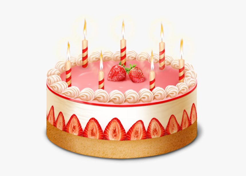 Candle Strawberry Cake Free Clipart Download, HD Png Download