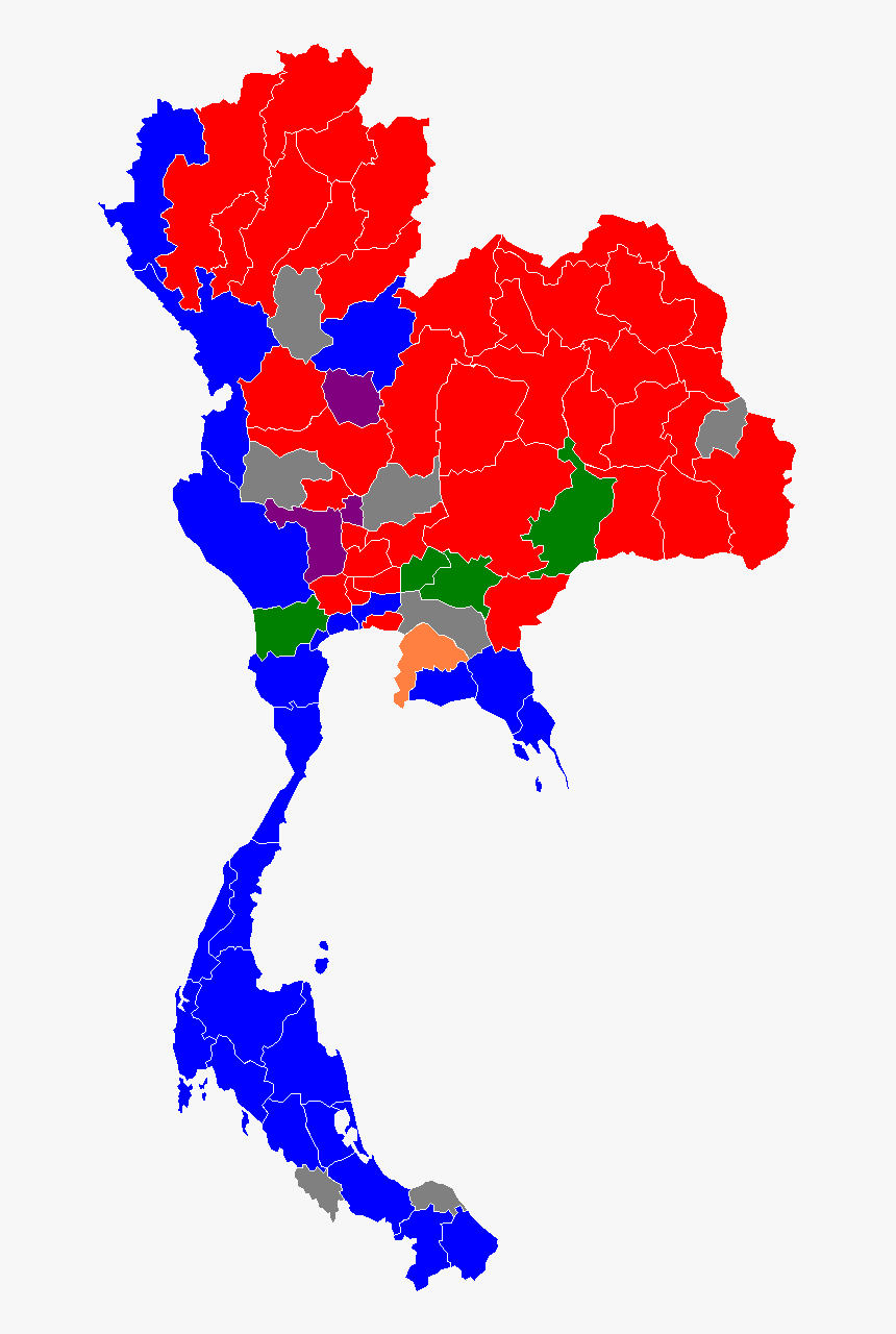 2011 Thai General Election Results Per Region, HD Png Download