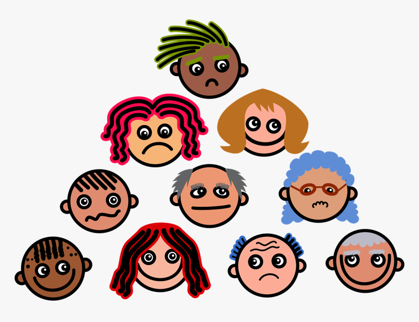 Cartoon, Faces, Expressions, Emotions, Diversity, Crowd, HD Png Download