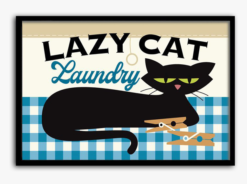 Cat Art Print For Laundry Room Black Cat Clothes Pins, HD Png Download