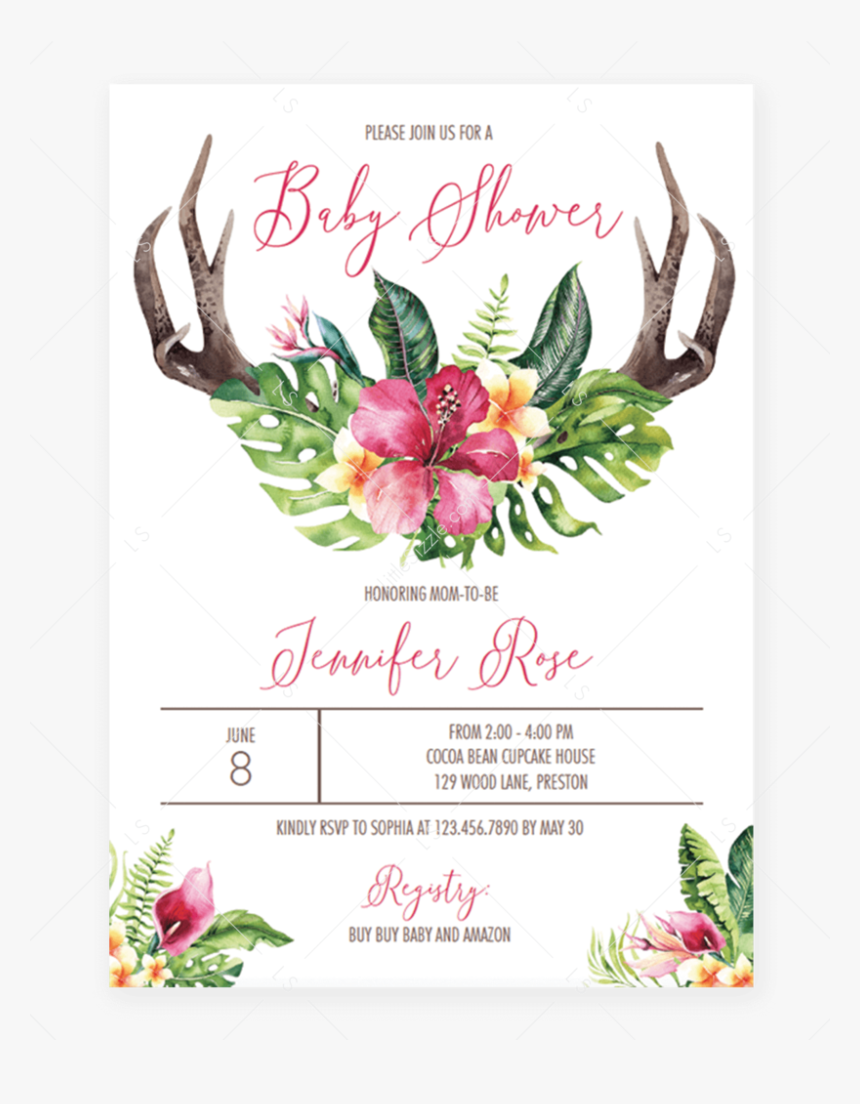 Bohemian Floral Baby Shower Invitation Template By, HD Png Download
