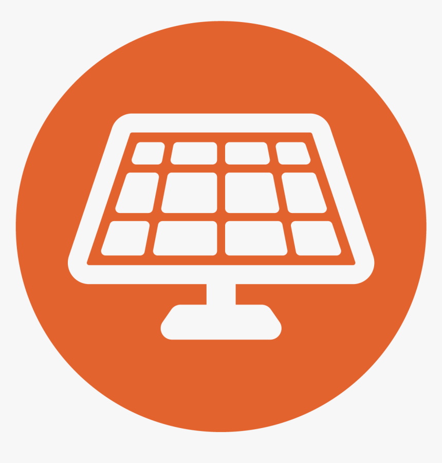 White Solar Panel In Dark Orange Circle, HD Png Download