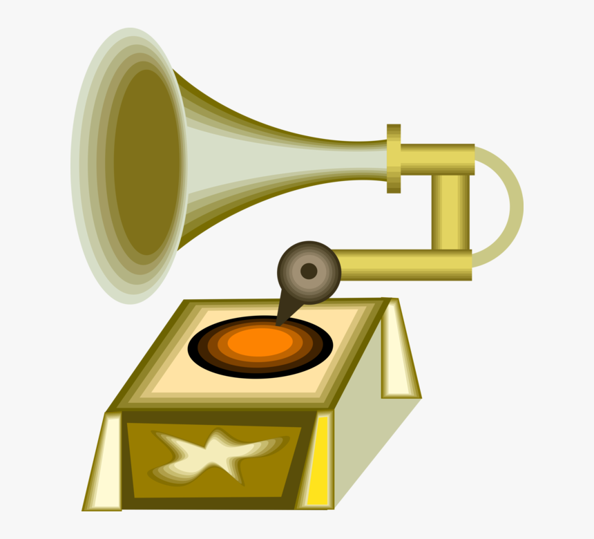 Vector Illustration Of Antique Gramophone Phonograph, HD Png Download