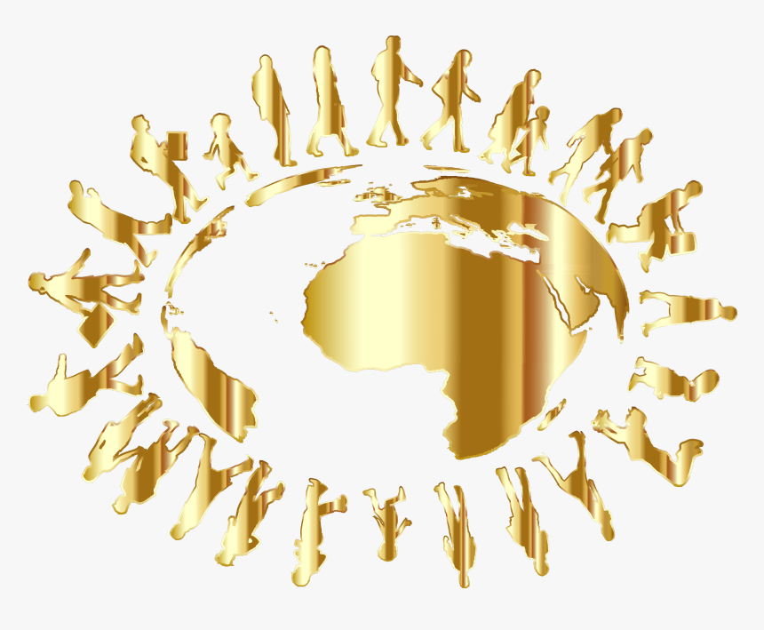 People Circling Around The Earth Gold Clip Arts, HD Png Download