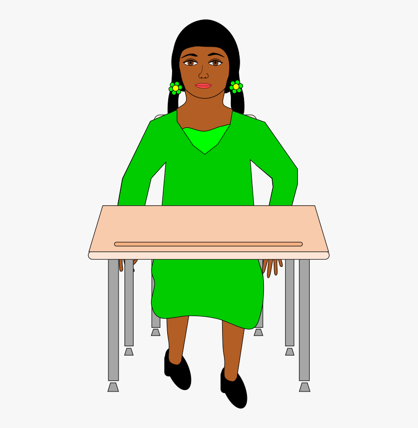 Girl In Pigtails Sitting, HD Png Download