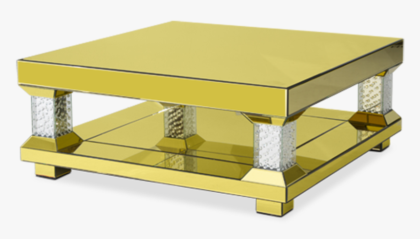 Modern Crystal Accent Square Gold Mirror Top Cocktail, HD Png Download