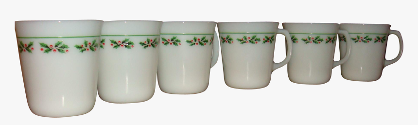 Set Of 6 Heavy Pyrex Corning Christmas Holly Days D, HD Png Download