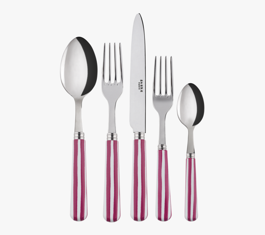 Sabre Paris White Stripe Fuchsia 5 Piece Place Setting, HD Png Download