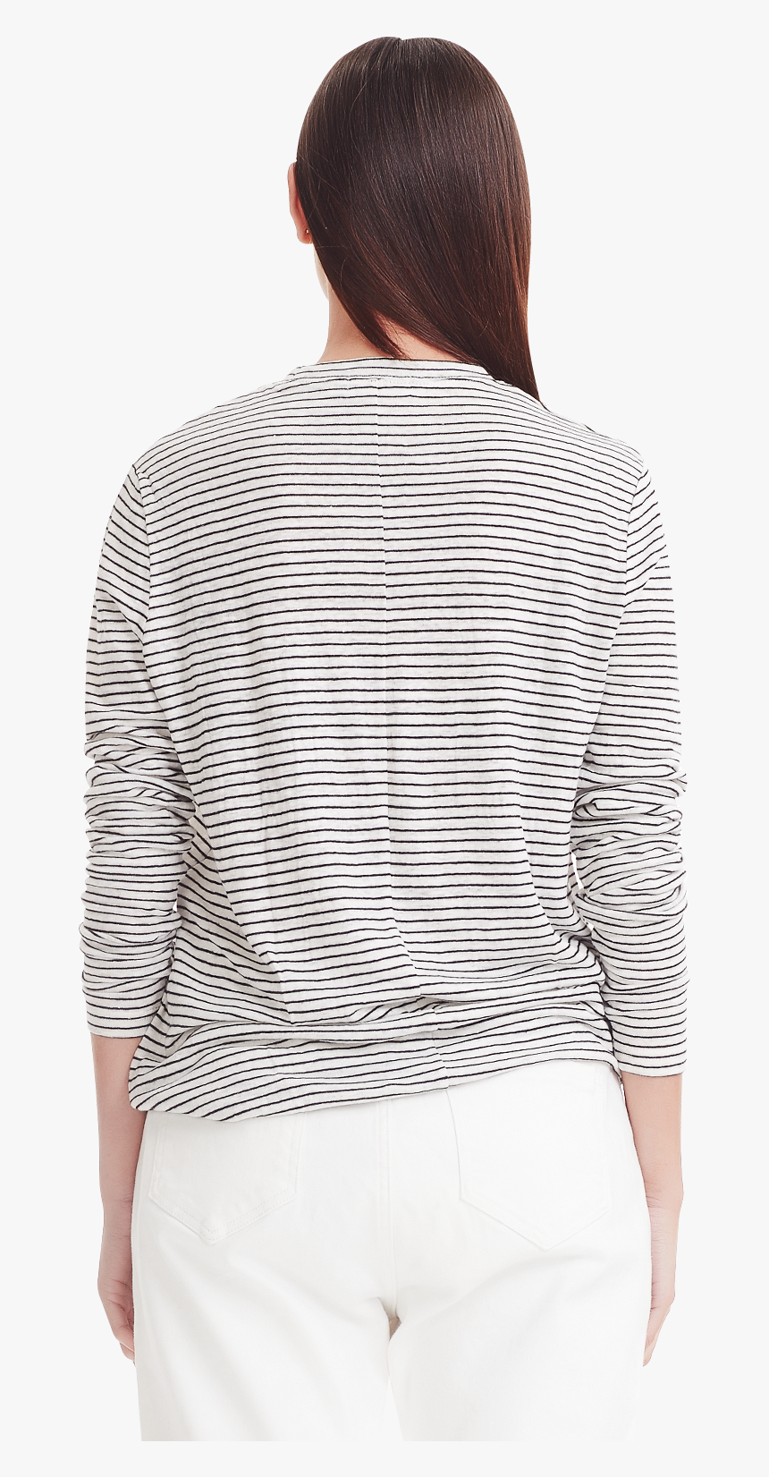 Luxe Linen Ls Tee, Black/white Stripe, HD Png Download