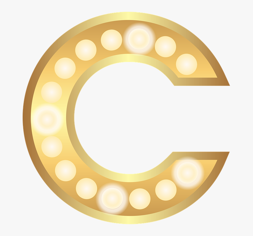 C, Glamour, Gold, Lights, Theater Letter, Alphabet, HD Png Download