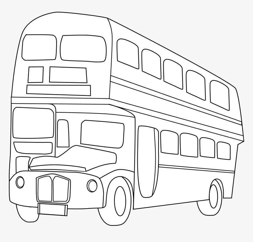 School Bus Black And White Double Decker Bus Clipart, HD Png Download