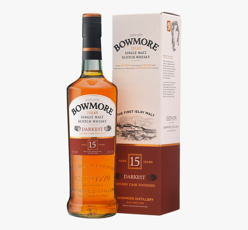 Bowmore Darkest 15 Yr Sherry Cask Single Malt Scotch, HD Png Download