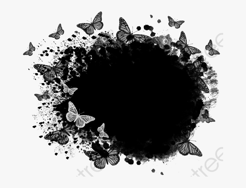 Butterfly Black And White Clipart Border, HD Png Download