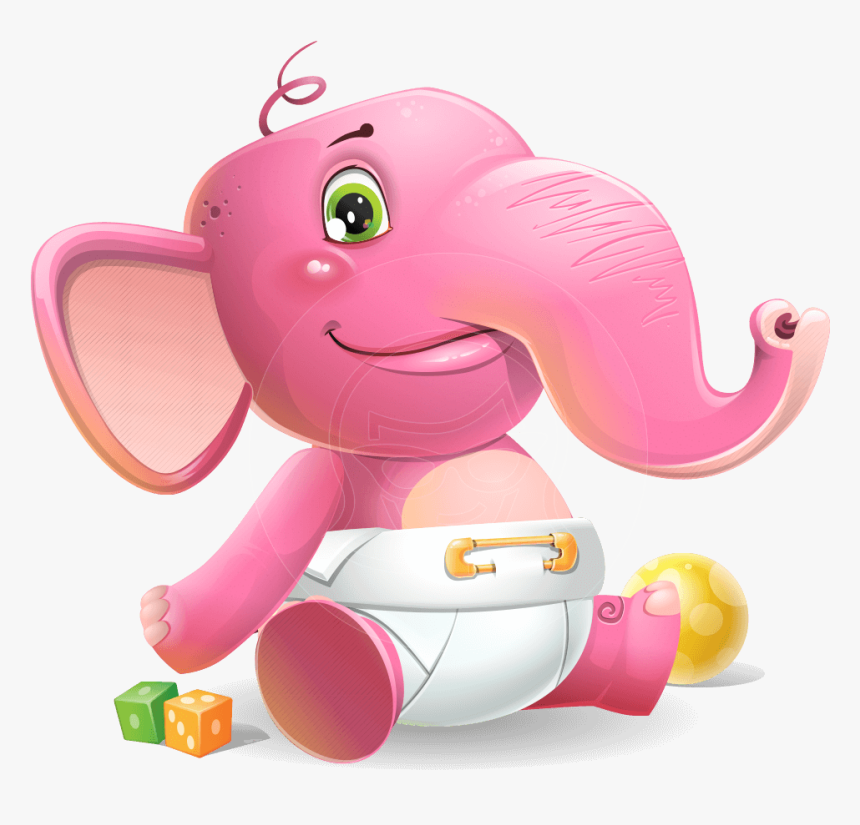 Baby Elephant Vector Cartoon Character, HD Png Download