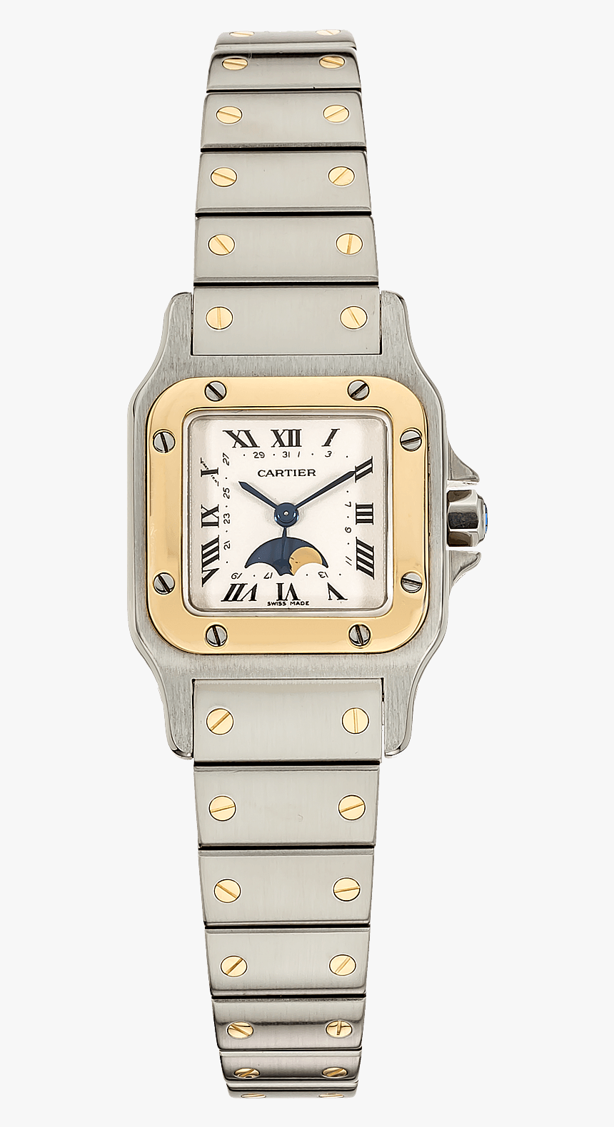 Santos Galbee Moon Phase Yellow Gold And Stainless, HD Png Download