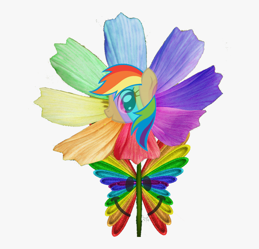 Happy Rainbow Butterfly Pony Flower By Animat505-d4lxjub, HD Png Download