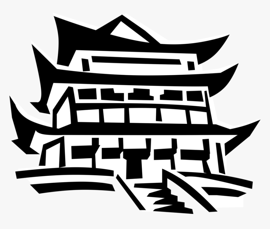 Vector Illustration Of Asian Japanese Or Chinese Pagoda, HD Png Download