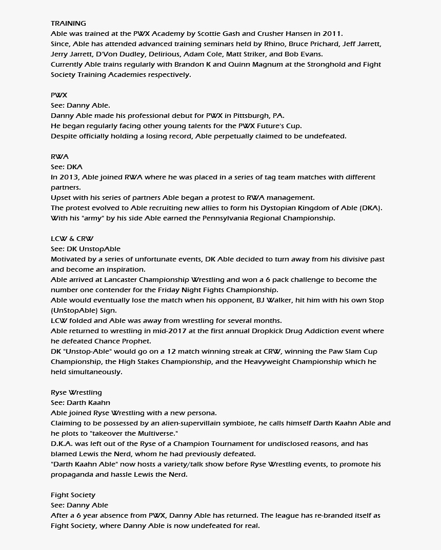 Training Able Was Trained At The Pwx Academy By Scottie, HD Png Download