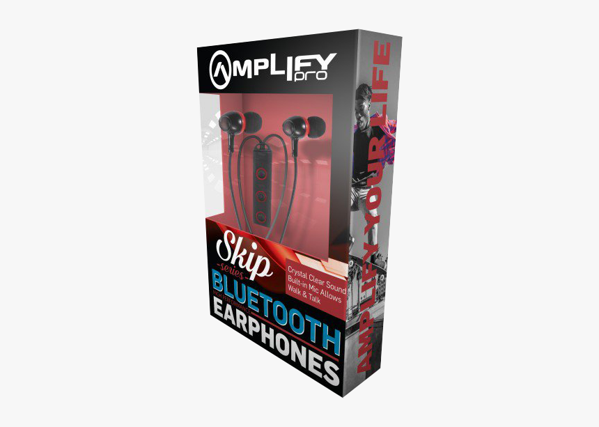 Amplify Pro Bluetooth Earphones Skip Series Black-red, HD Png Download