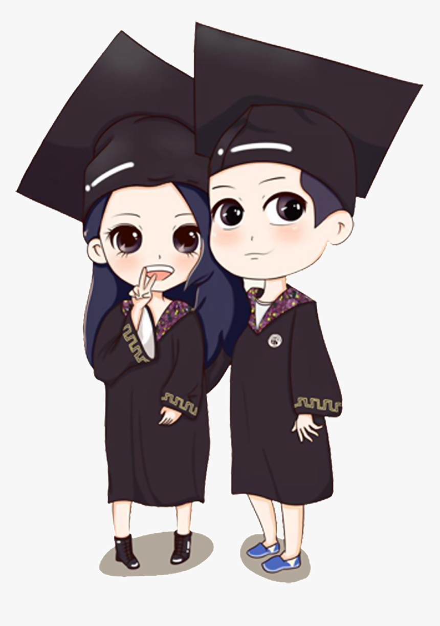 Hand Drawn Cartoon Men And Women Graduates Transparent, HD Png Download