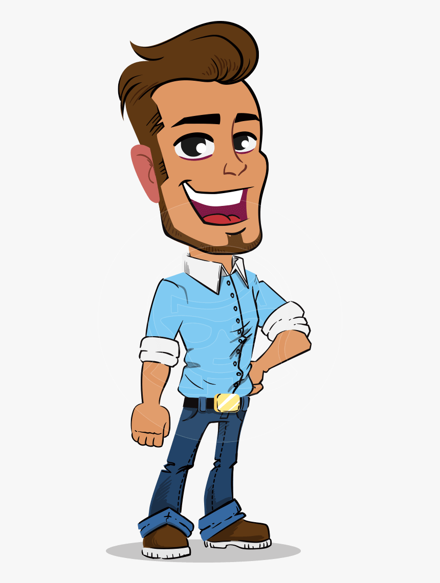 Simple Style Cartoon Of A Man With Glasses, HD Png Download