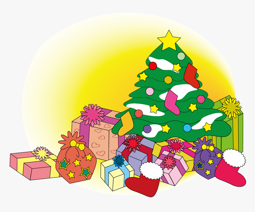 Christmas, Winter, Tree, Gift - Christmas Trees And Presents Clipart, HD Png Download