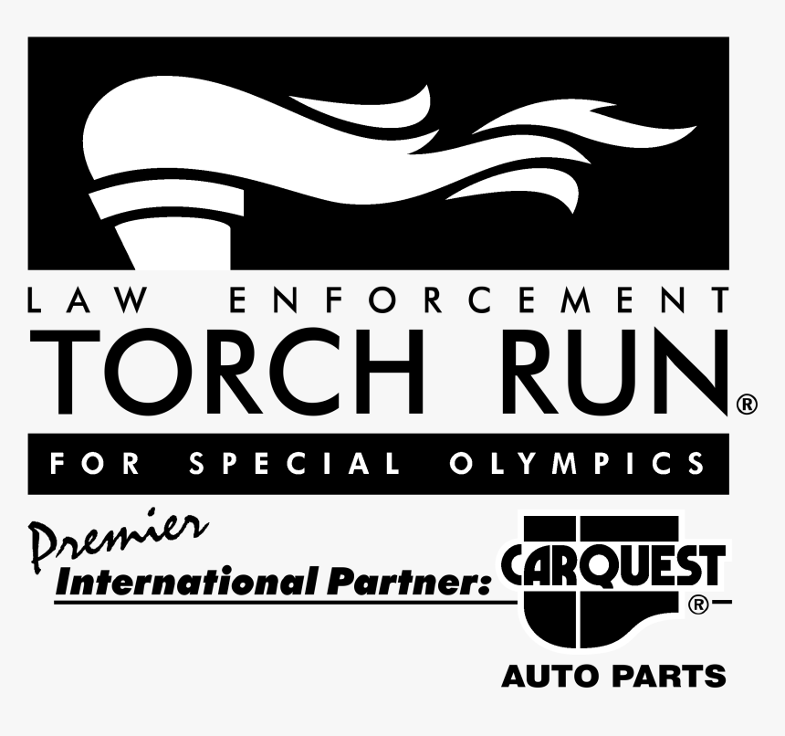 Torch Run For Special Olympics Logo Black And White - Law Enforcement Torch Run White, HD Png Download