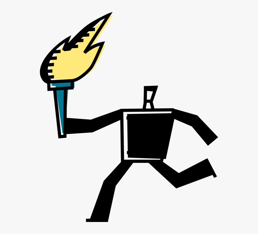 Vector Illustration Of Runner Carries Olympic Torch, HD Png Download