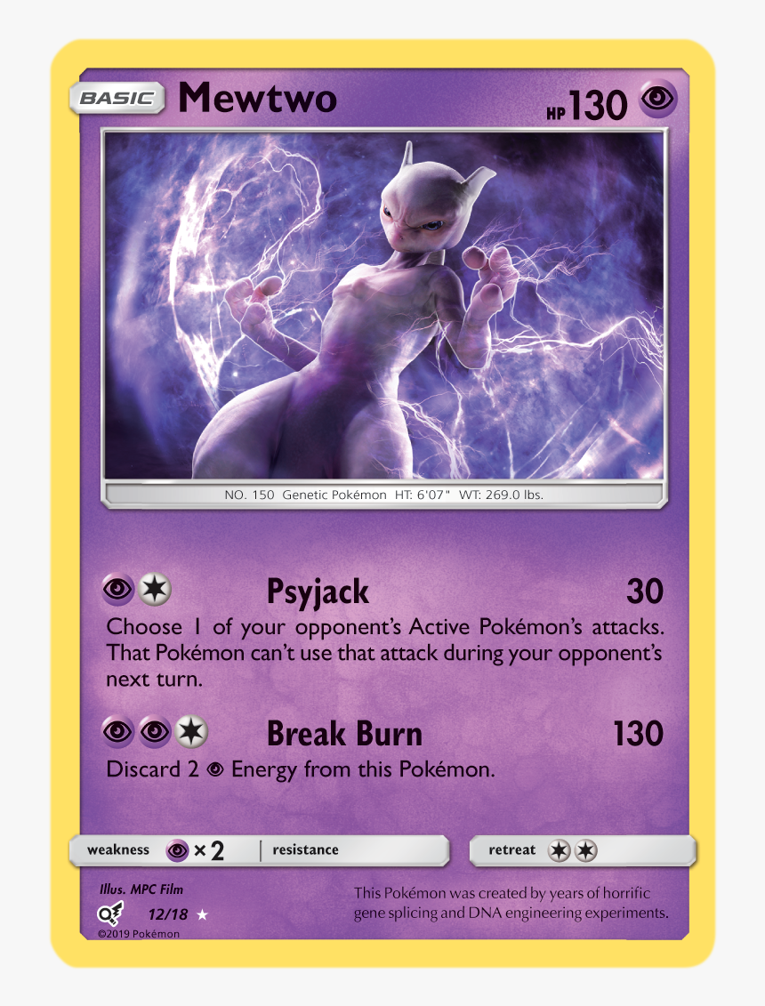 Mewtwo - 12/18 - Holo Rare - Mewtwo Detective Pikachu Card, HD Png Download
