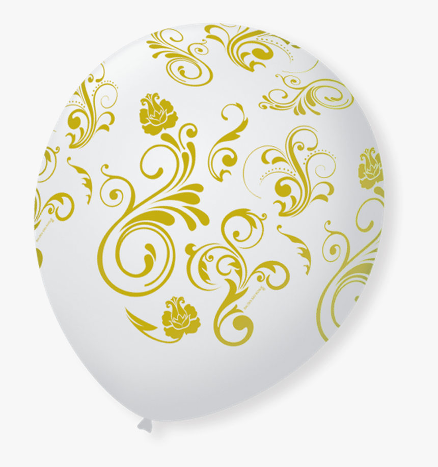Balão N9 Arabesco Branco Polar/dourado - Balloon, HD Png Download