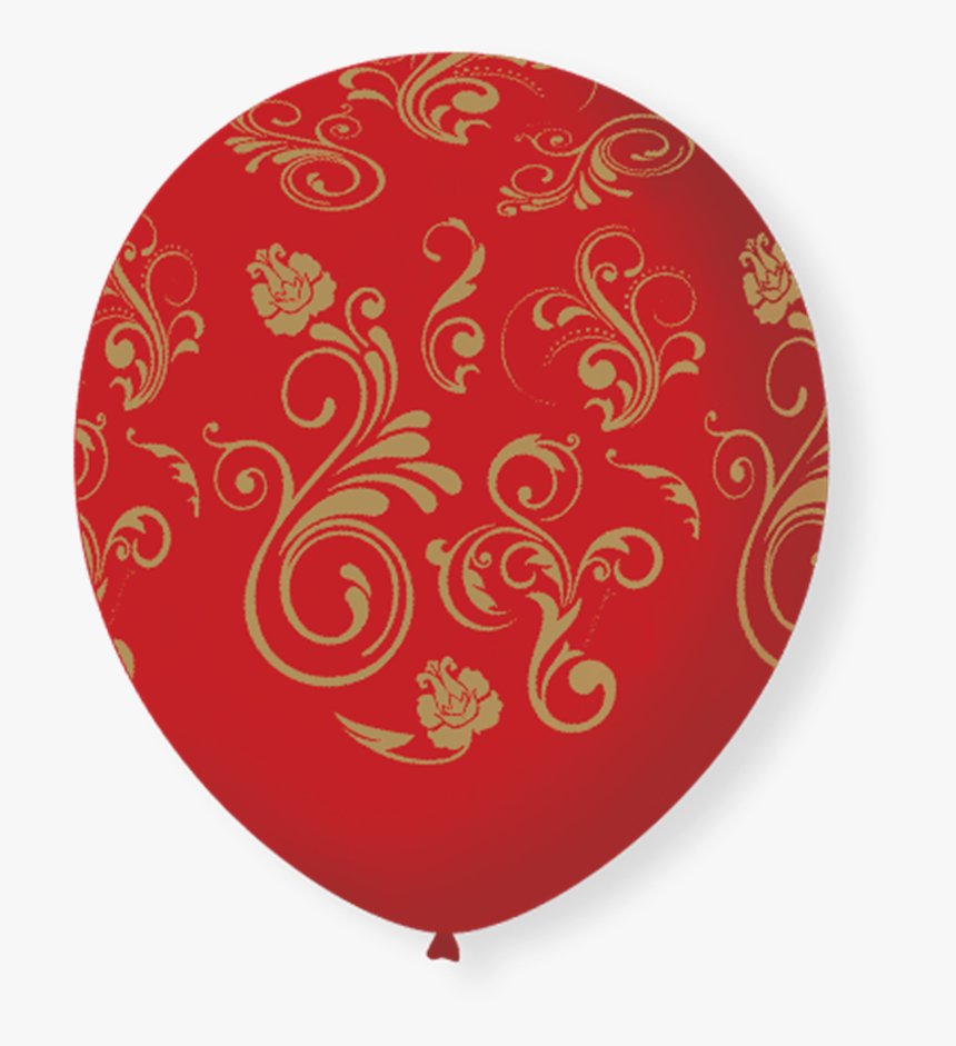 Balão N9 Arabesco Vermelho/dourado - Balão Vermelho Com Dourado, HD Png Download