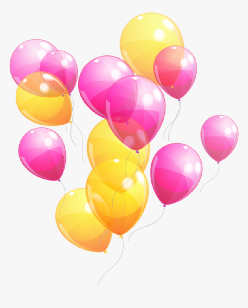 Pink And Yellow Birthday Balloons, HD Png Download