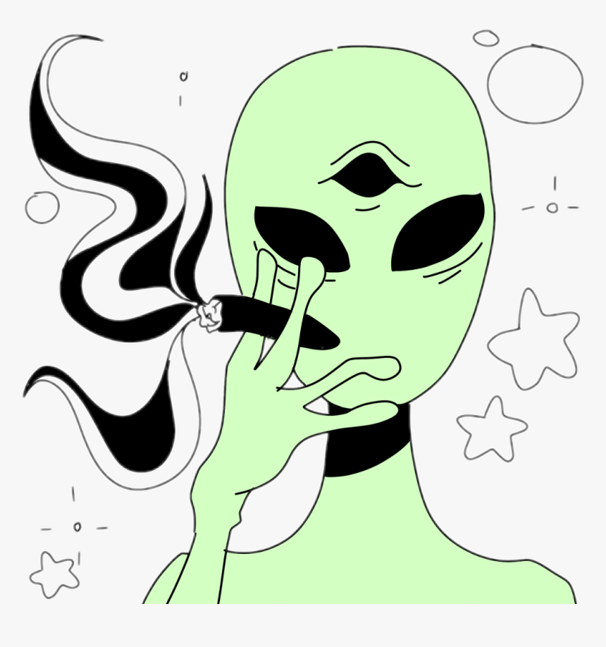 #alien #fumante #de #drogas - Transparent Aesthetic Alien, HD Png Download