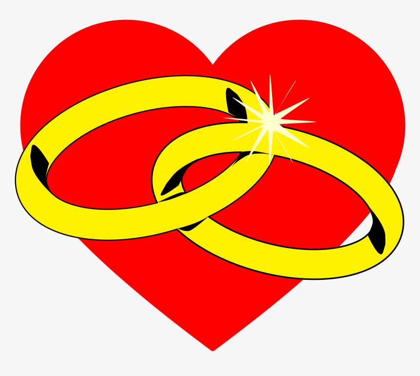 Wedding Band Clipart - Heart With Wedding Rings, HD Png Download