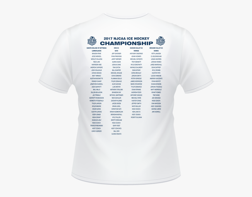 2017 Njcaa Ice Hockey Championship White T-shirt - Hockey Championship T Shirts, HD Png Download