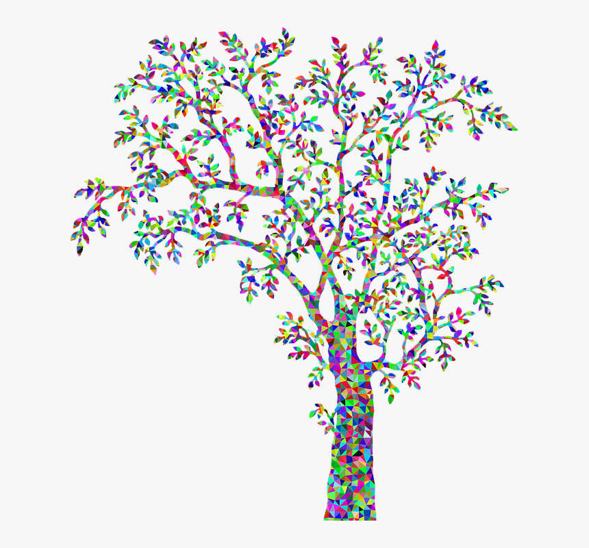 Tree, Plant, Vegetation, Nature, Vintage, Colorful - Tree Clip Art Black And White Png, Transparent Png