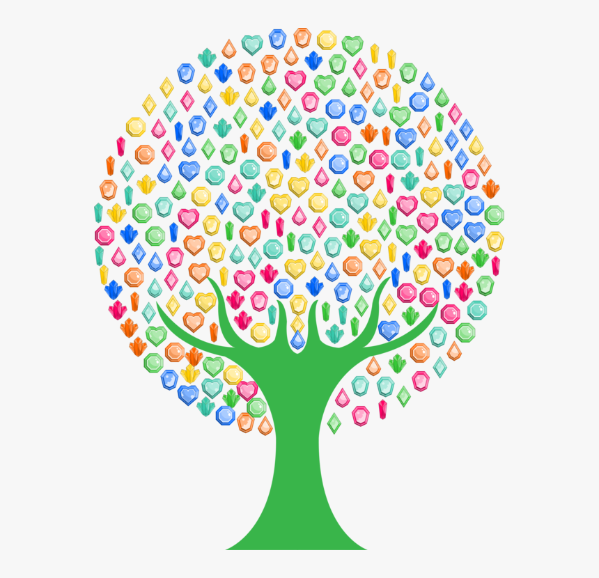 Symmetry,area,tree - Colorful Tree Clipart Png, Transparent Png