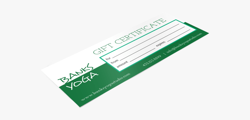 Banks Yoga Gift Certificate Template Preview - Paper, HD Png Download