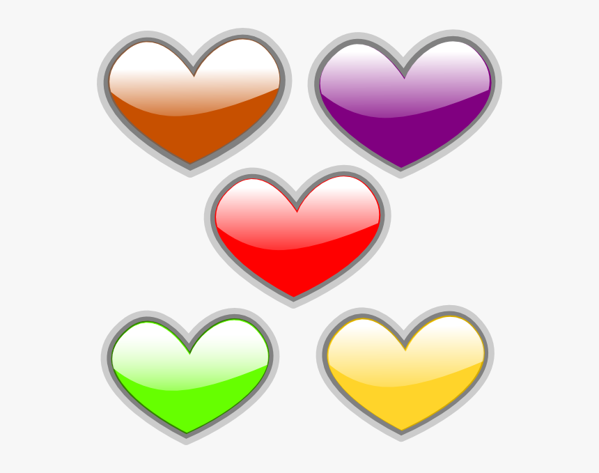 Hearts Multi Colored Glossy Svg Clip Arts - Colored Hearts Png, Transparent Png