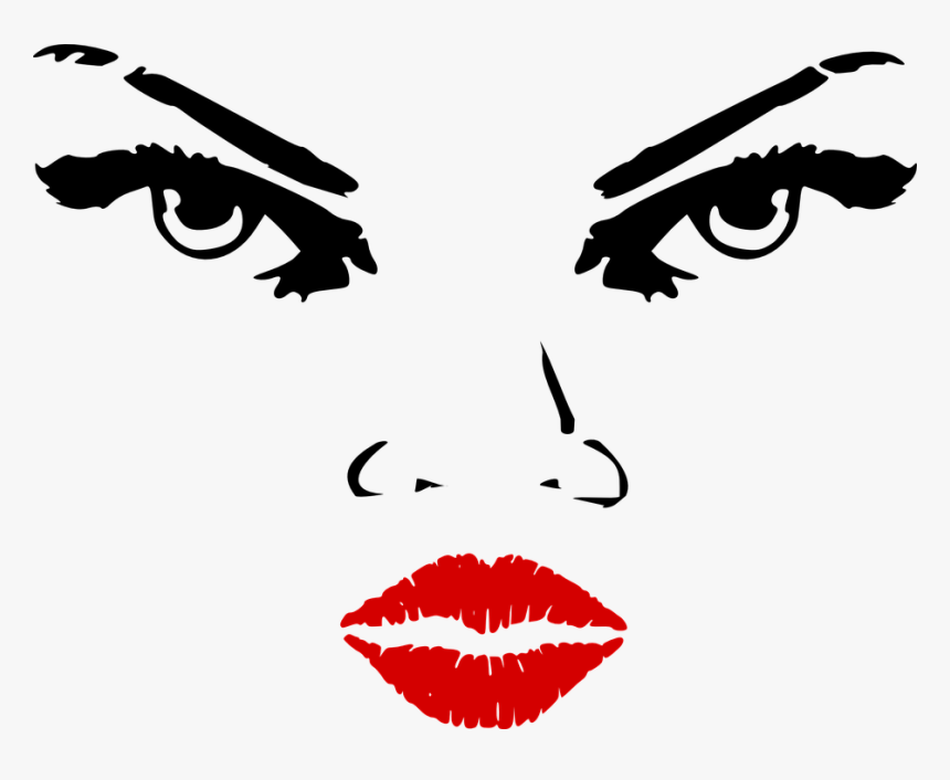 Features, Facial, Woman, Lips, Eyes, Nose, Red - Lips Clip Art, HD Png Download