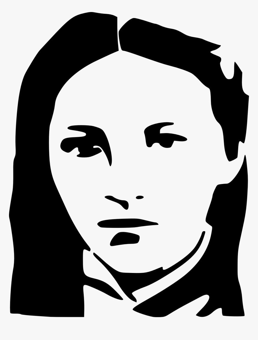 Young Woman Face Black And White Drawing, HD Png Download