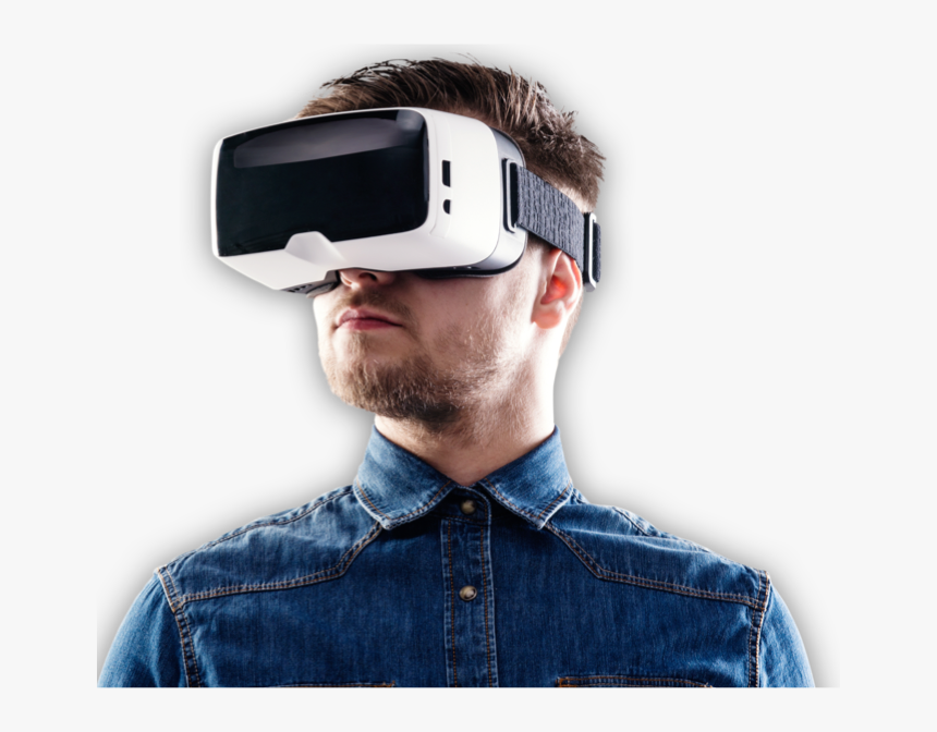 A Man Wearing Virtual Reality Goggles - Watch Phone, HD Png Download