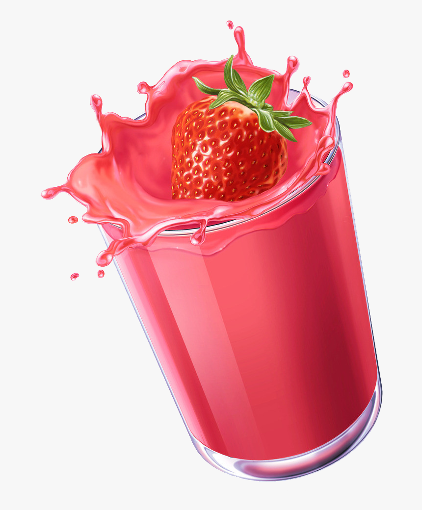 Transparent Strawberry Clip Art - Strawberry Juice Glass Png, Png Download