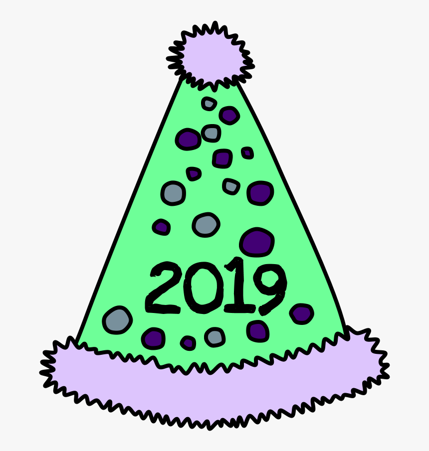 Party Hat, Pom-pom, Tinsel, Dots, 2019, Purple, Green,, HD Png Download