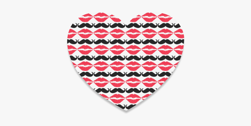 Red And Black Hipster Mustache And Lips Heart Coaster, HD Png Download