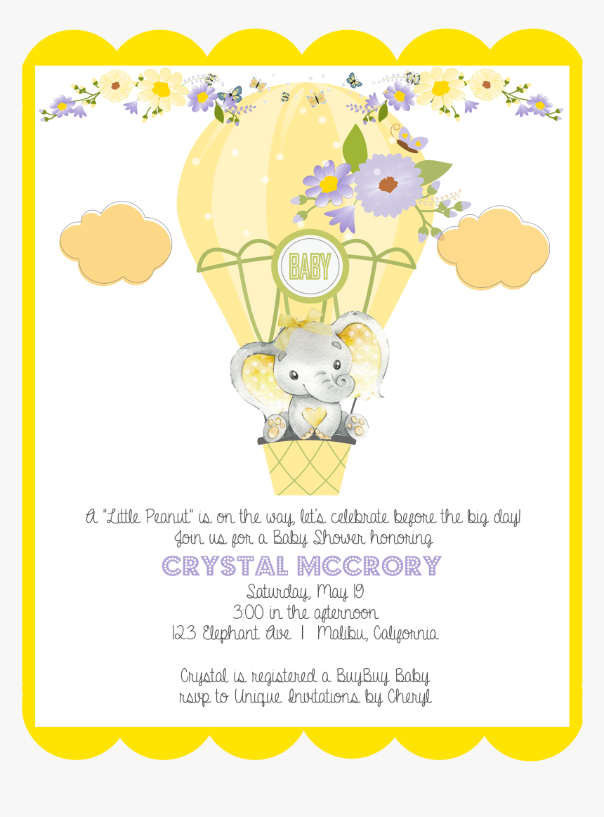 Baby Shower Elephant Png, Transparent Png